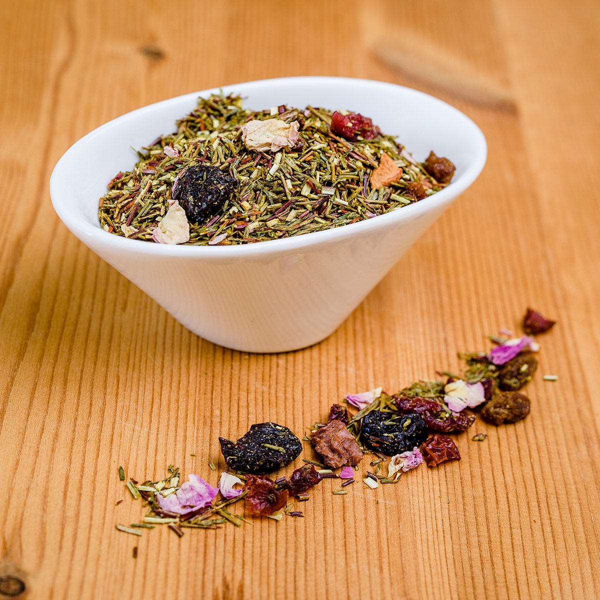 Té rooibos verde frutas del bosque ecológico a granel.