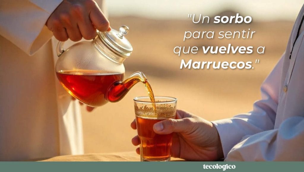 Te moruno servido en una jaima en el desierto. Tecologico.